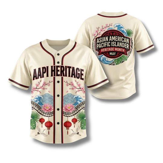 Discover AAPI Heritage Month Baseball Jersey, Asian American Pacific Islander Heritage Shirt May Celebration Cultural Pride Baseball Jersey