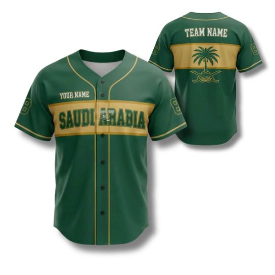 Discover Custom Saudi Arabia Baseball Jersey with Name Number, Personalized Team Gift Shirt