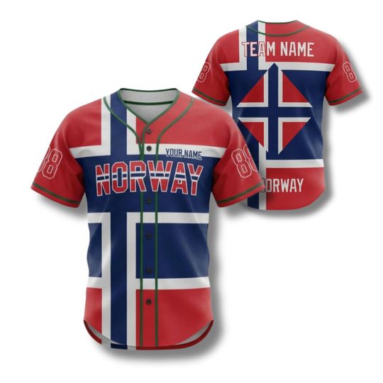 Discover Custom Norway Baseball Jersey Personalized Name Number Team Softball Shirt