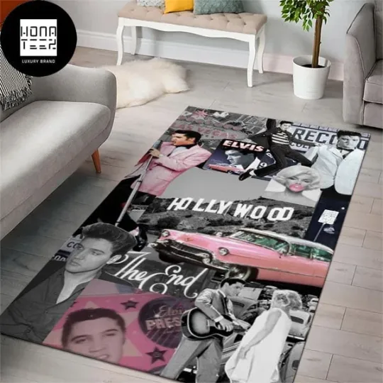Discover Elvis Presley Black And Pink Car Hollywood Rug