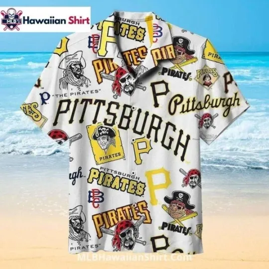 Discover White Retro Pittsburgh Baseball Team Piratess Hawaiian Shirt Design