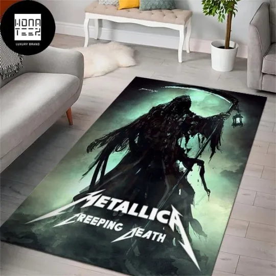 Discover Metallic.a Creeping Death Death With A Scythe Rug