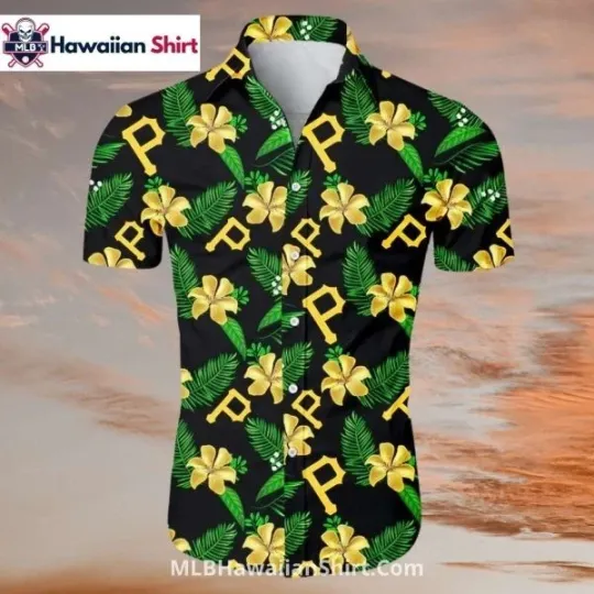 Discover Yellow Flowers And Leafy Pittsburgh Baseball Team Piratess Aloha Shirt