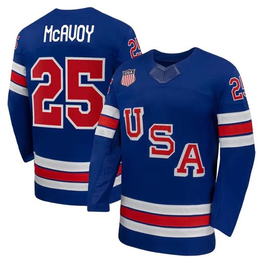Discover Men's #25 McAvoy Hockey Jersey - USA 2026 Winter Royal Shirt
