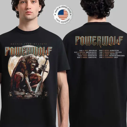 Discover Powerwolf 2026 Tour Schedule Dates Double Sided T-Shirt, Gift For Fan