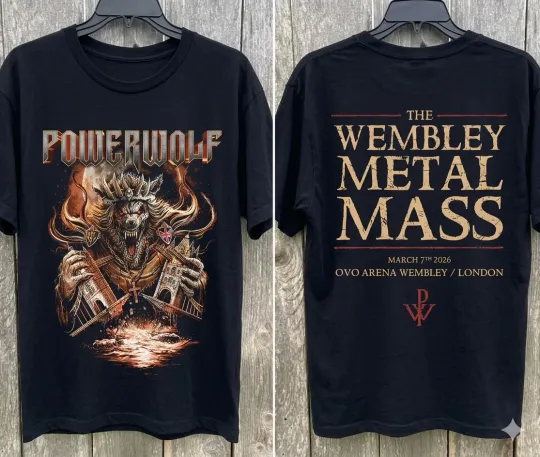 Discover Powerwolf London UK 2026 Tour T-Shirt Wembley Arena 1pc Black Fast 2-3 Day Ship