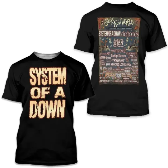 SYSTEM OF DOWN Tour 2026 SICK NEW WORLD 3D T Shirt Polyester HS435