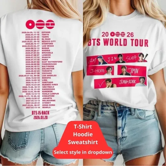 Discover B.T.S World Tour 2026 Concert T-Shirt, Kpop Fan Merch Tee