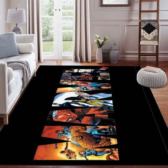 Discover Superhero Comic Style Modern Area Rug, Colorful Graphic Design Rug, Soft Texture Living Room Rug, Kids Room Decor,Gift Rug