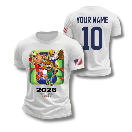 Discover Custom WC 2026 North America Soccer Fan Shirt with Personalized Name and Number, USA Football Supporter T Shirt Gift