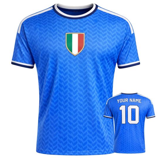 Discover Italy Soccer Jersey 3D Fan Shirt Unisex Football Tee with Personalized Name & Number Azzurri Blue Italy Flag Crest