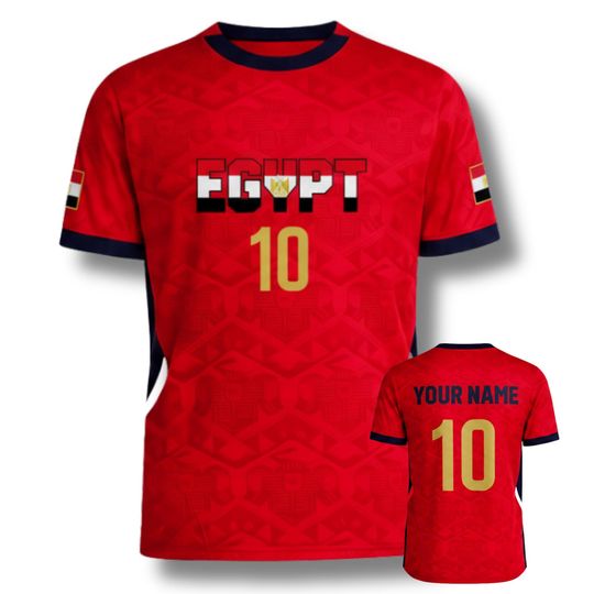 Discover Egypt Soccer Fan Jersey 3D T-Shirt Personalized Name & Number Red Football Shirt