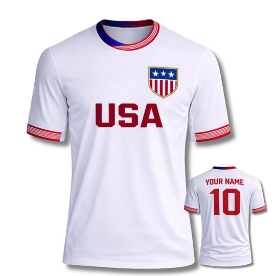 Discover Custom USA Soccer Jersey with Name and Number, Personalized American Football Shirt, USA Flag Fan Gift