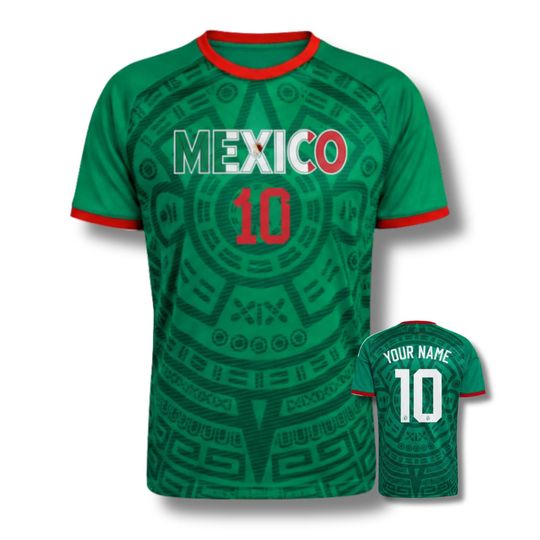 Discover Mexico Soccer Fan Jersey Personalized Name & Number  Green Football Shirt