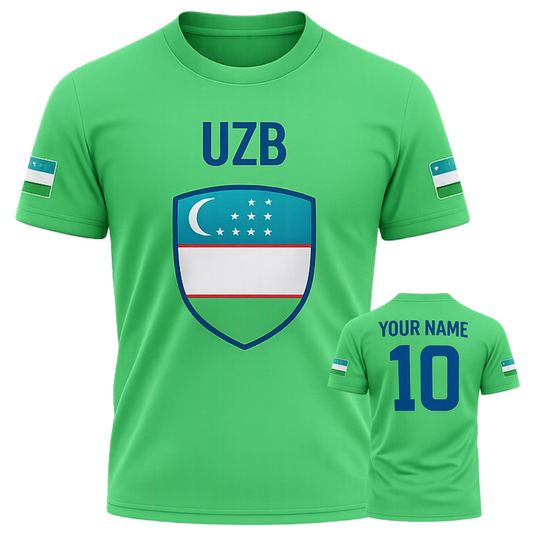 Discover Uzbekistan Soccer Jersey 3D T-Shirt with Custom Name and Number, Unisex National Football Team Supporter Top