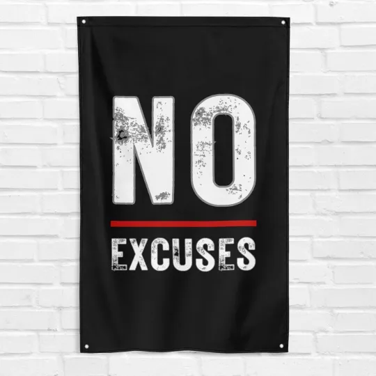 Discover No Excuses Gym Flag Fitness Workout Bodybuilding Motivational Banner