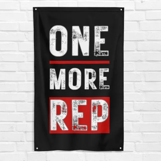 Discover One More Rep Flag Gym Workout Weightlifting Motivational Banner