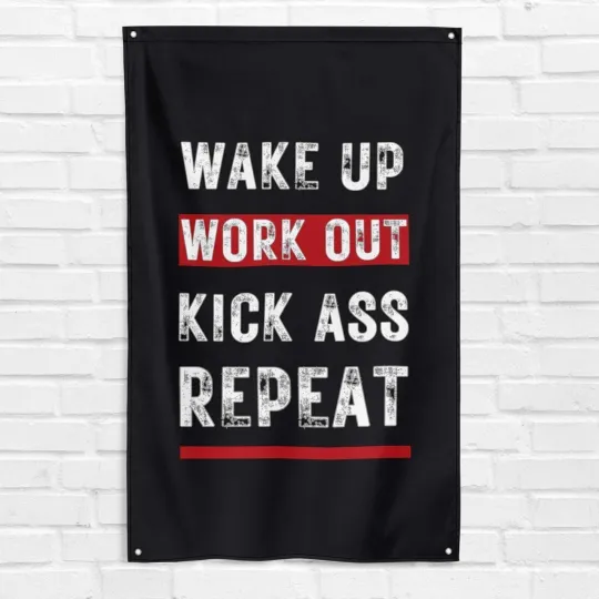 Discover Wake Up Work Out Gym Flag Fitness Exercise Muscle Motivational Banner