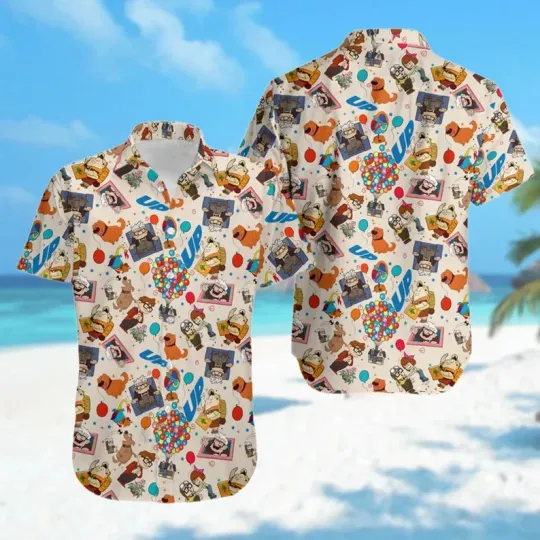 Disney Up Movie Comedy Cartoon Carl And Ellie Family Hawaiian Shirt