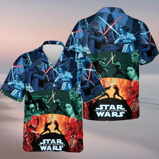 Discover Disney Star Wars Galaxy's Edge Vacation Battle Blue Green Red Hawaiian Shirt