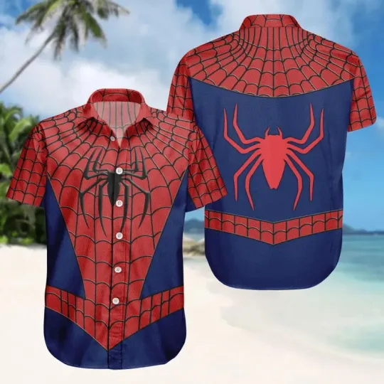 Discover Disney Spider-Man Costume Superhero Summer Vibe Hawaiian Shirt