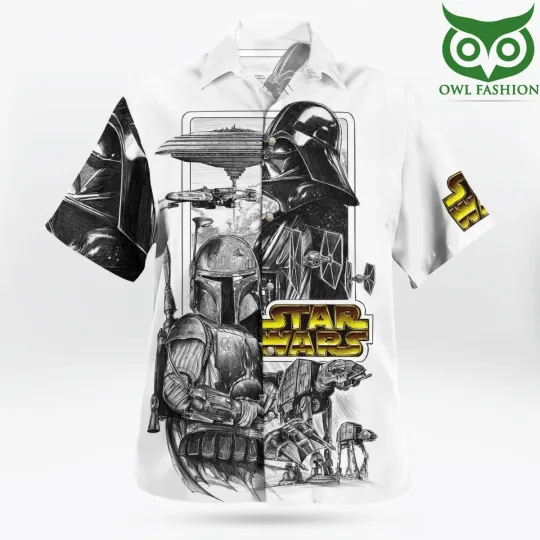 Discover Disney Star Wars Boba Fett Varth Vader Tropical Aloha Hawaiian Shirt