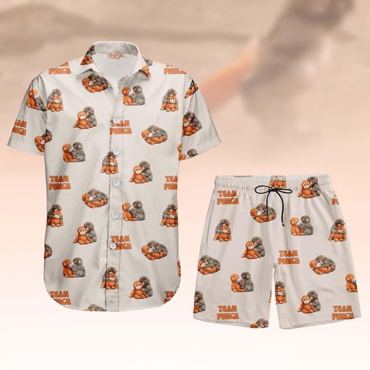 Discover Team Punch Button Shirt Shorts, Cute Animal Button Shirt, Fun Hawaiian Shirt, Team Punch Hawaii Shorts, Unique Gift