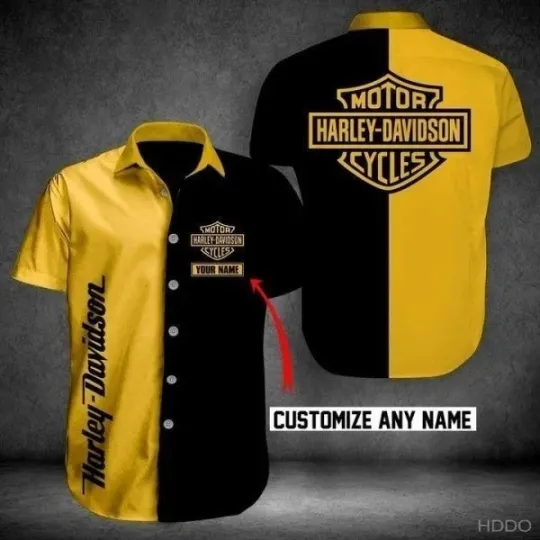 Discover Personalized Haarleyy Davidson Button Down Hawaiian Shirt, Unisex Size S - 5XL