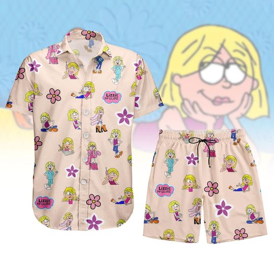 Discover Lizzie McGuire Button Shirt Shorts, Cartoon Character Button Shirt, Lizzie McGuire Hawaii Shorts, Graphic Hawaiian Shirt, Birthday Gift