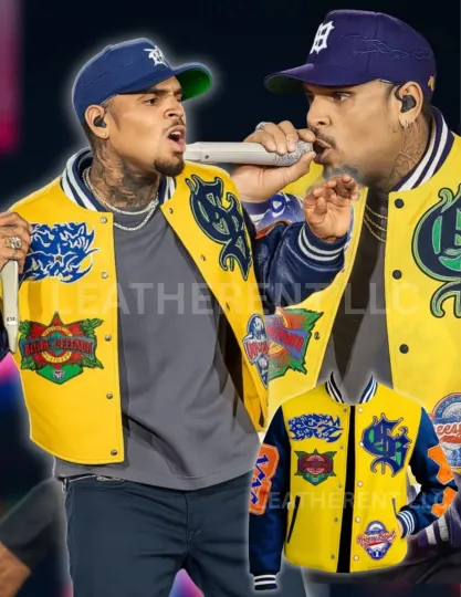 Chris Brown 2025 Breezy Bowl XX Tour Wool and Baseball Jacket