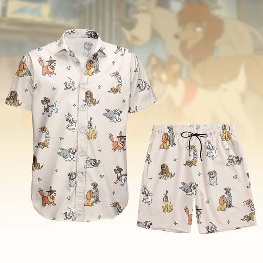 Discover Disney Dog Button Shirt Shorts, Cartoon Pups Hawaiian Shirt, Dog Lovers Button Shirt, Disney Pet Hawaii Shorts, Holiday Gift
