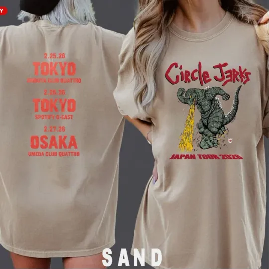 Circle Jerks Japan Tour 2026 Merch god zilla Double Sided T-Shirt