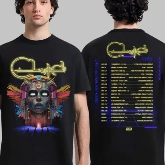 Discover Clutch Suffer No Evil Tour 2026 Merch With Dates Back Two Sided T-Shirt