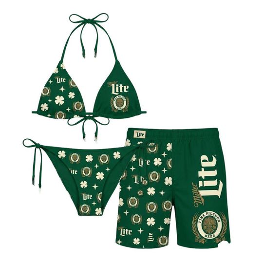 Discover [Shorts not included] Lucky Clover Beer Brand Bikini, St. Paddys Day Party Swimsuit, Let's Drink and Make Bad Decisions Green Beachwear Set