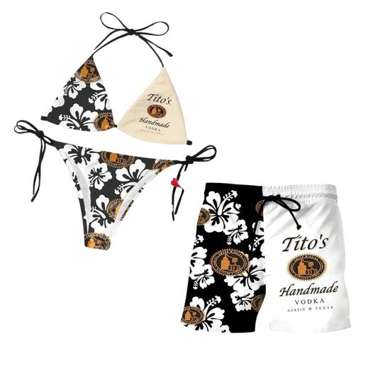 Discover [Shorts not included] Titos Handmade Swimwear, Featuring Iconic Beverage Graphics, Adjustable Triangle Bikini