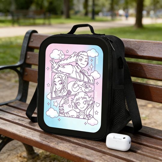 Discover Kpop Huntrix School Lunch Bag, Demon Hunters Manga Insulated Tote - Student Gift