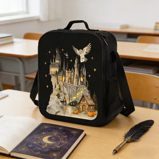 Discover Magical Wizard Castle Owl Lunch Bag, Enchanted Fantasy Fan Tote for School and Work
