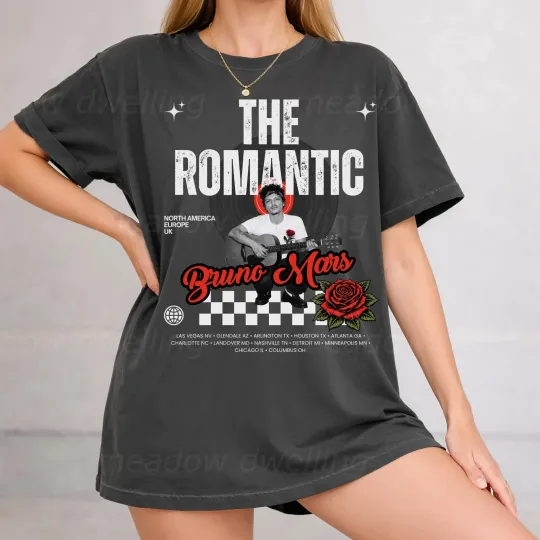 Discover Bruno Mars Tour Shirt 2026 Romantic Graphic Tee Comfort Colors