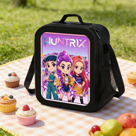 Discover Huntrix Kpop Girl Group Chibi Anime Lunch Bag, Fan Tote for Picnics School