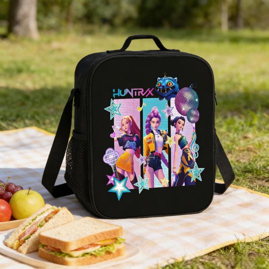 Huntrix Kpop Insulated Lunch Bag, Demon Hunters Anime Cooler Tote for Fans