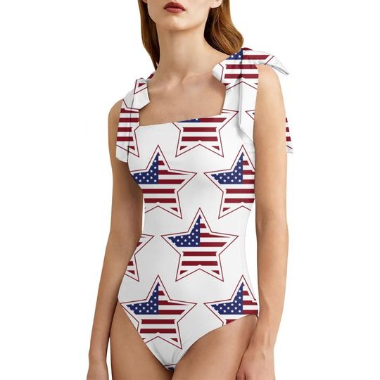 Discover Fourth Of July One Piece Swimsuit, Patriotic USA Bathing Suit, Red White Blue Swimwear