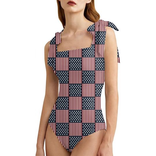 Discover Fourth Of July One Piece Swimsuit, Patriotic USA Bathing Suit, Red White Blue Swimwear