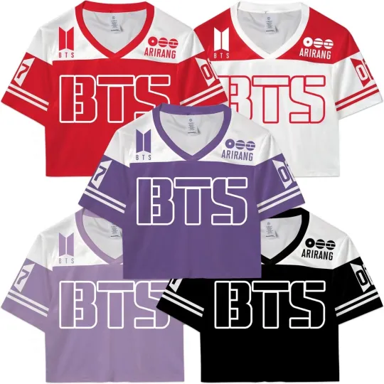 BTS Croptop Jersey Shirt, Custom Kpop Football Jersey, World Tour 2026 Fan Top
