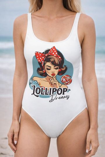 Discover American Girl One Piece Swimsuit, Patriotic Fourth Of July Bathing Suit, Red White Blue USA Swimwear