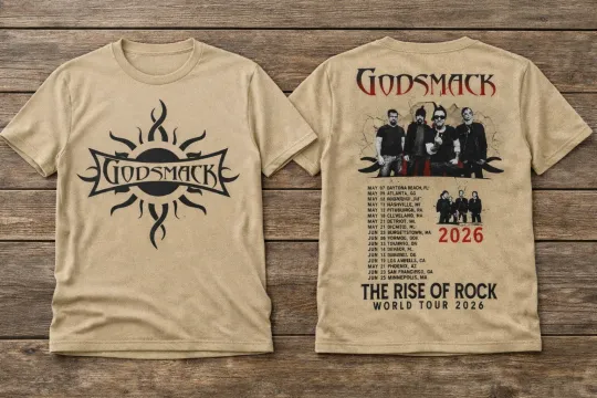 Discover Godsmack The Rise of Rock Tour 2026 Double Sided T-Shirt