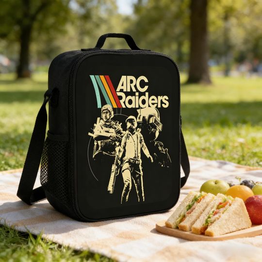 Discover ARC Raiders Striped Lunch Bag, Retro Gaming Fan Tote for Gamer Enthusiasts
