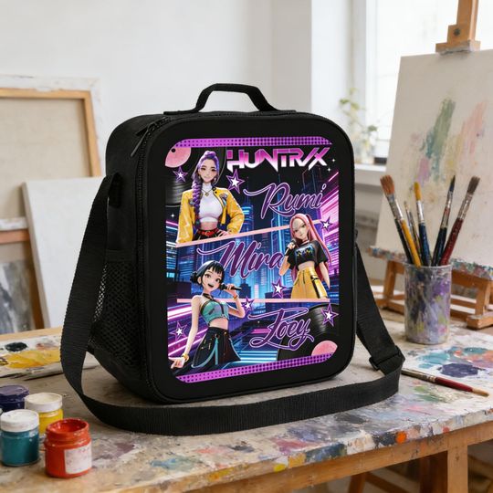 Discover Huntrix Kpop Insulated Lunch Bag, Rumi Mina Zoey Demon Hunters Fandom Tote