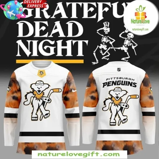 Grateful *Dead Penguins Hockey Jersey White Special Edition Size XS-5XL
