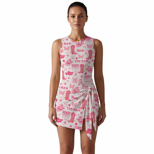 Discover Western Sleeveless Bodysuit Dress, Cowgirl Swimsuit Dress, One Piece Swim Dress, Bachelorette Outfit