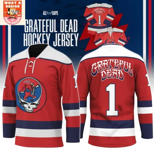 Discover Washington Capital x Dancing Bear Grate*ful Dead Hockey Jersey Size XS-5XL